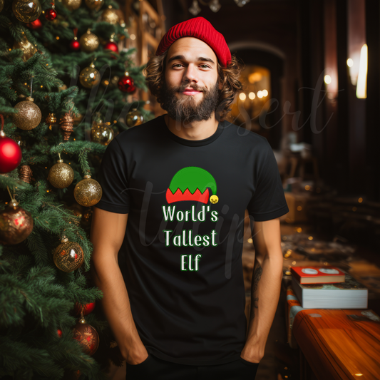 World's Tallest Elf T-Shirt – Funny Christmas Shirt for Holiday Parties, Pajamas, and Gifts