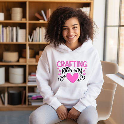 Crafting Fills My Heart Hoodie - Pink Hearts DIY Crafter Hoodie