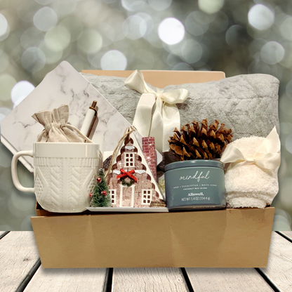 Cozy Comfort Deluxe Gift Box | Personalized Self-Care Package for Her with Blanket, Mug & More | Hygge Christmas & Care Package Gift Idea