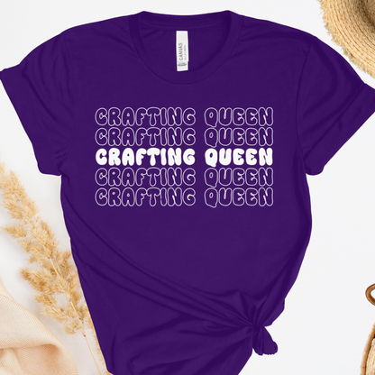 Crafting Queen Retro Shadow Text T-Shirt