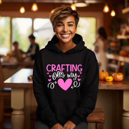 Crafting Fills My Heart Hoodie - Pink Hearts DIY Crafter Hoodie