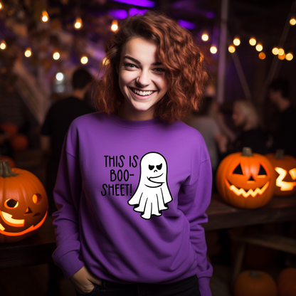 This Is Boo-Sheet! Ghostly Pun Halloween Sweatshirt | Spooktacular | Women | Men | Gender-neutral | Cute | Funny |