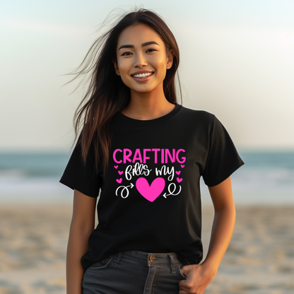 Crafting Fills My Heart T-Shirt - Pink Hearts DIY Crafter Shirt