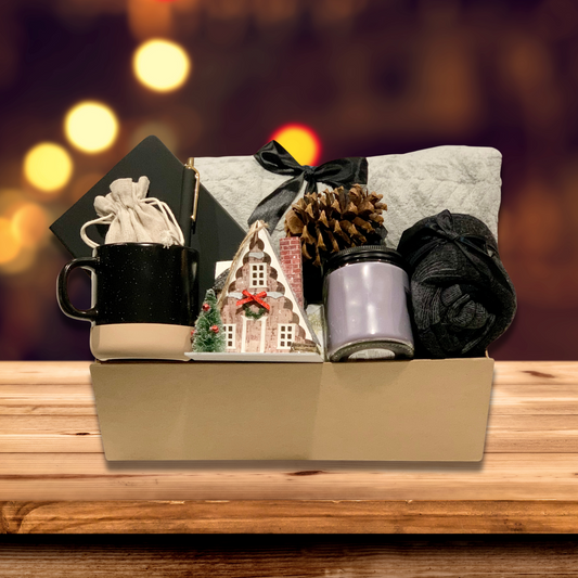 Cozy Comfort Deluxe Gift Box for Him | Personalized Self-Care Package with Blanket, Mug & More | Hygge-Inspired Christmas & Care Package Gift