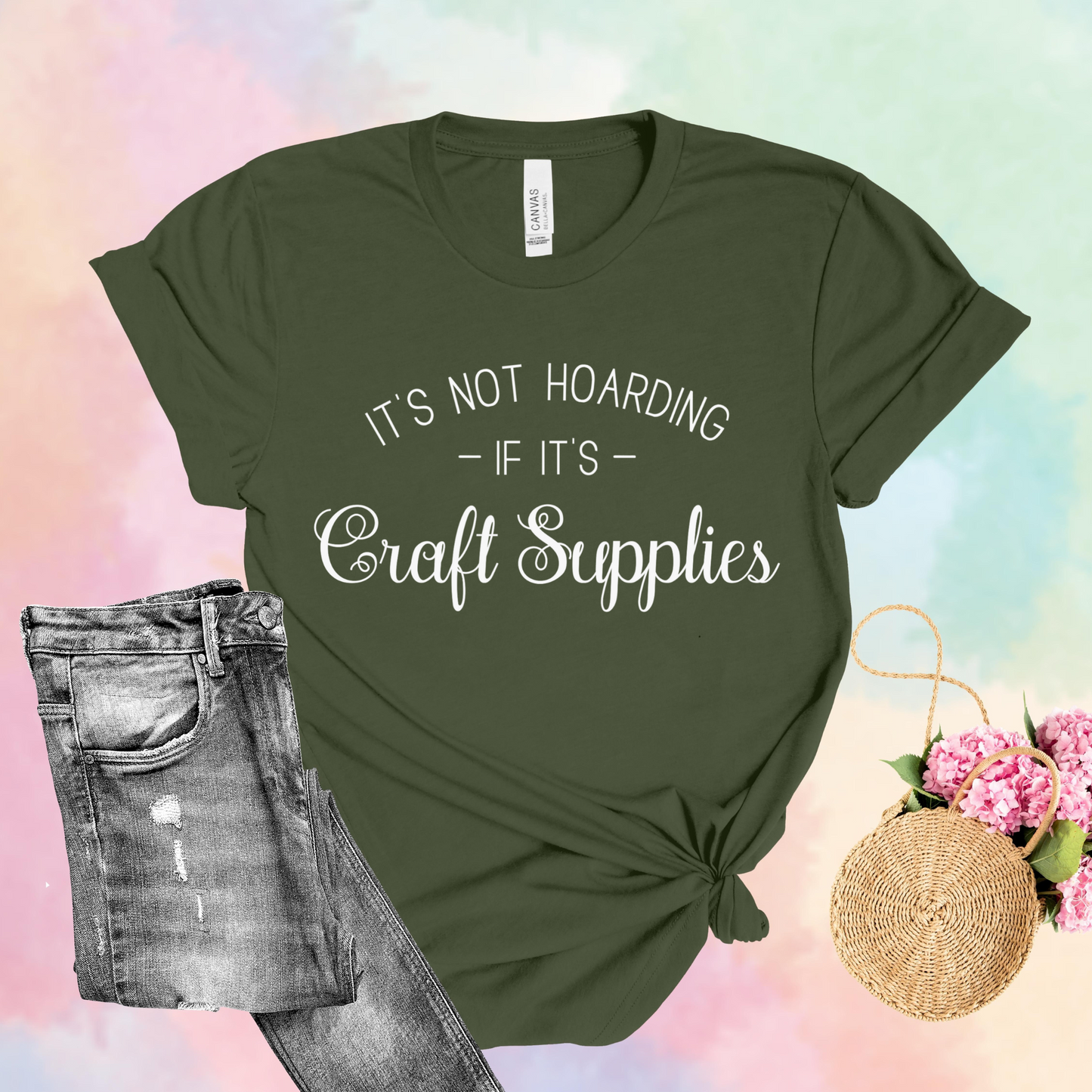 It's Not Hoarding If It's Craft Supplies T-Shirt: Funny & Cute Crafting Humor Tee – Gender-Neutral