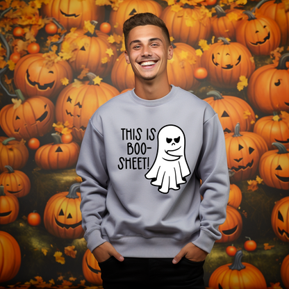 This Is Boo-Sheet! Ghostly Pun Halloween Sweatshirt | Spooktacular | Women | Men | Gender-neutral | Cute | Funny |