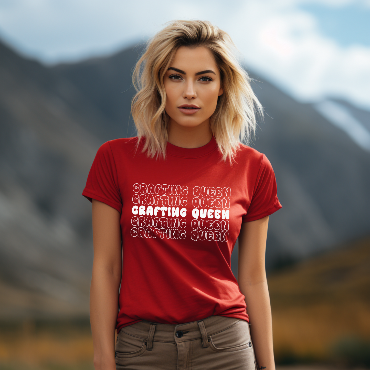 Crafting Queen Retro Shadow Text T-Shirt