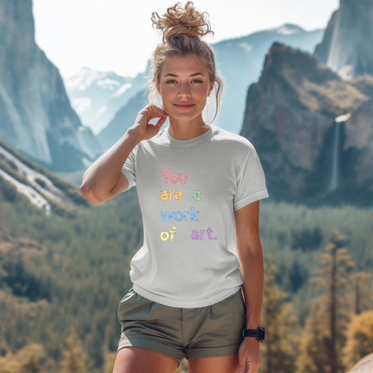 You Are A Work Of Art T-Shirt: Motivational and Inspirational Tee with Distressed Grunge Look – Gender-Neutral