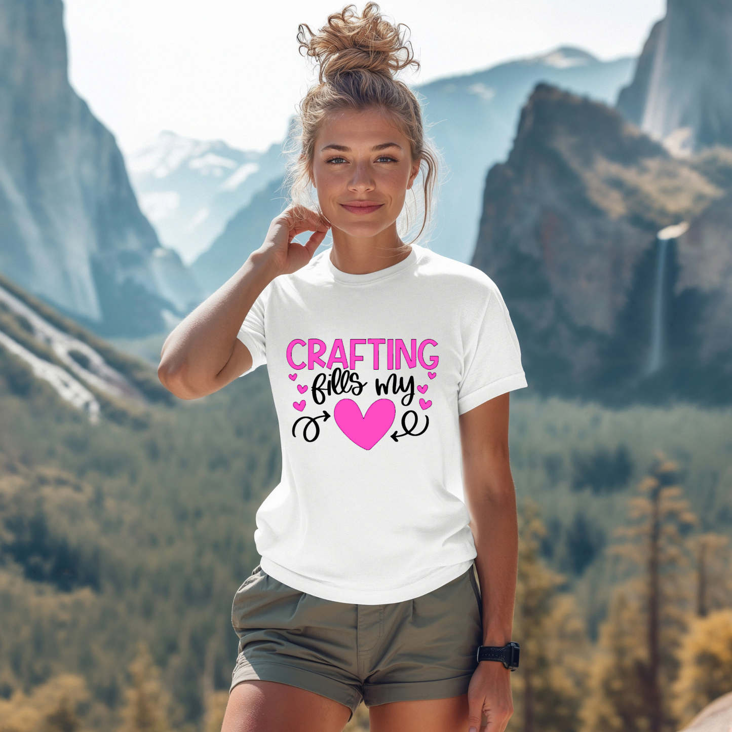 Crafting Fills My Heart T-Shirt - Pink Hearts DIY Crafter Shirt