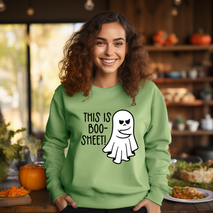 This Is Boo-Sheet! Ghostly Pun Halloween Sweatshirt | Spooktacular | Women | Men | Gender-neutral | Cute | Funny |