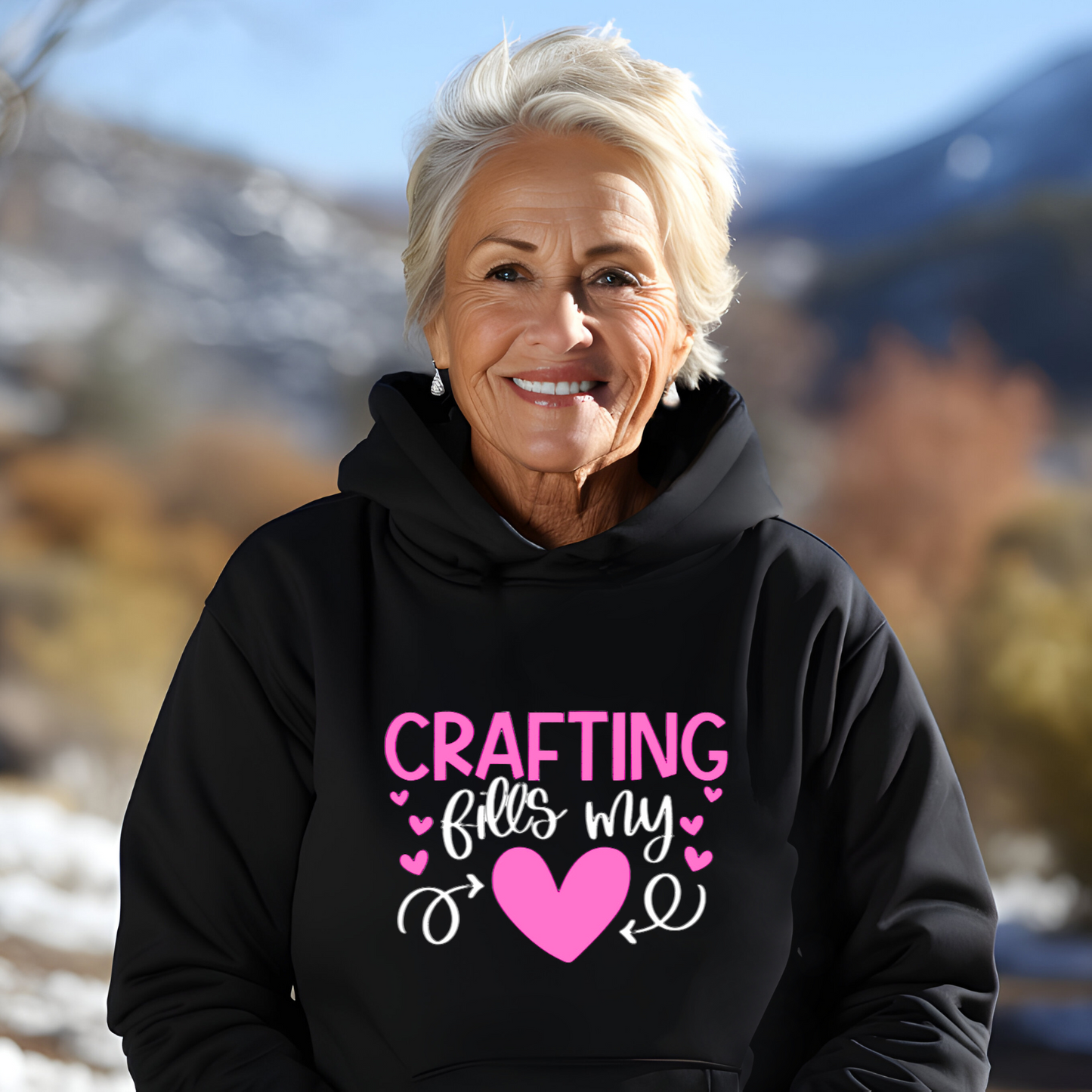 Crafting Fills My Heart Hoodie - Pink Hearts DIY Crafter Hoodie