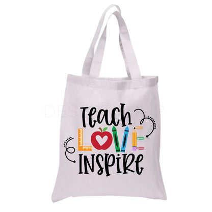 Teach, Love, Inspire Tote Bag- Ready To Ship, Cute Teacher Tote, Teacher Appreciation, Back to School, Teacher Gift,