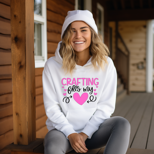 Crafting Fills My Heart Hoodie - Pink Hearts DIY Crafter Hoodie