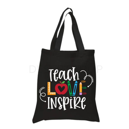 Teach, Love, Inspire Tote Bag- Ready To Ship, Cute Teacher Tote, Teacher Appreciation, Back to School, Teacher Gift,