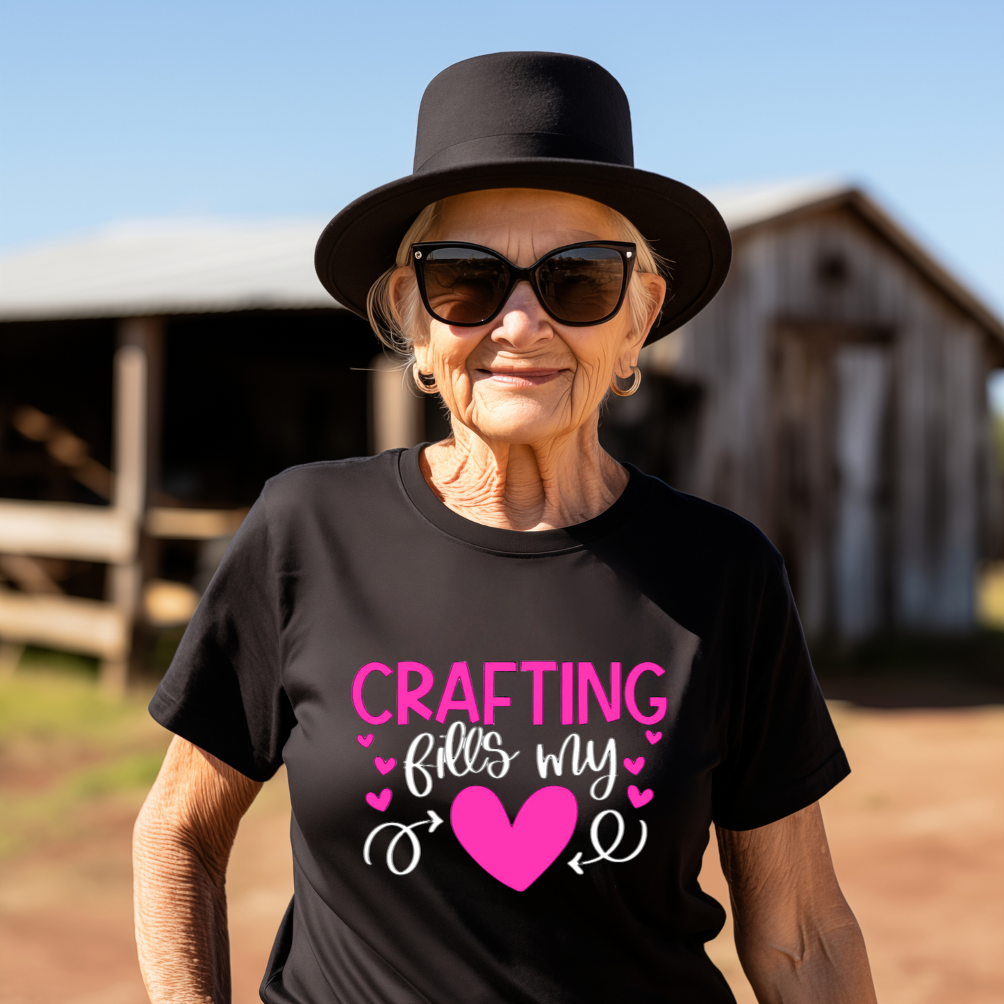 Crafting Fills My Heart T-Shirt - Pink Hearts DIY Crafter Shirt