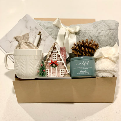 Cozy Comfort Deluxe Gift Box | Personalized Self-Care Package for Her with Blanket, Mug & More | Hygge Christmas & Care Package Gift Idea