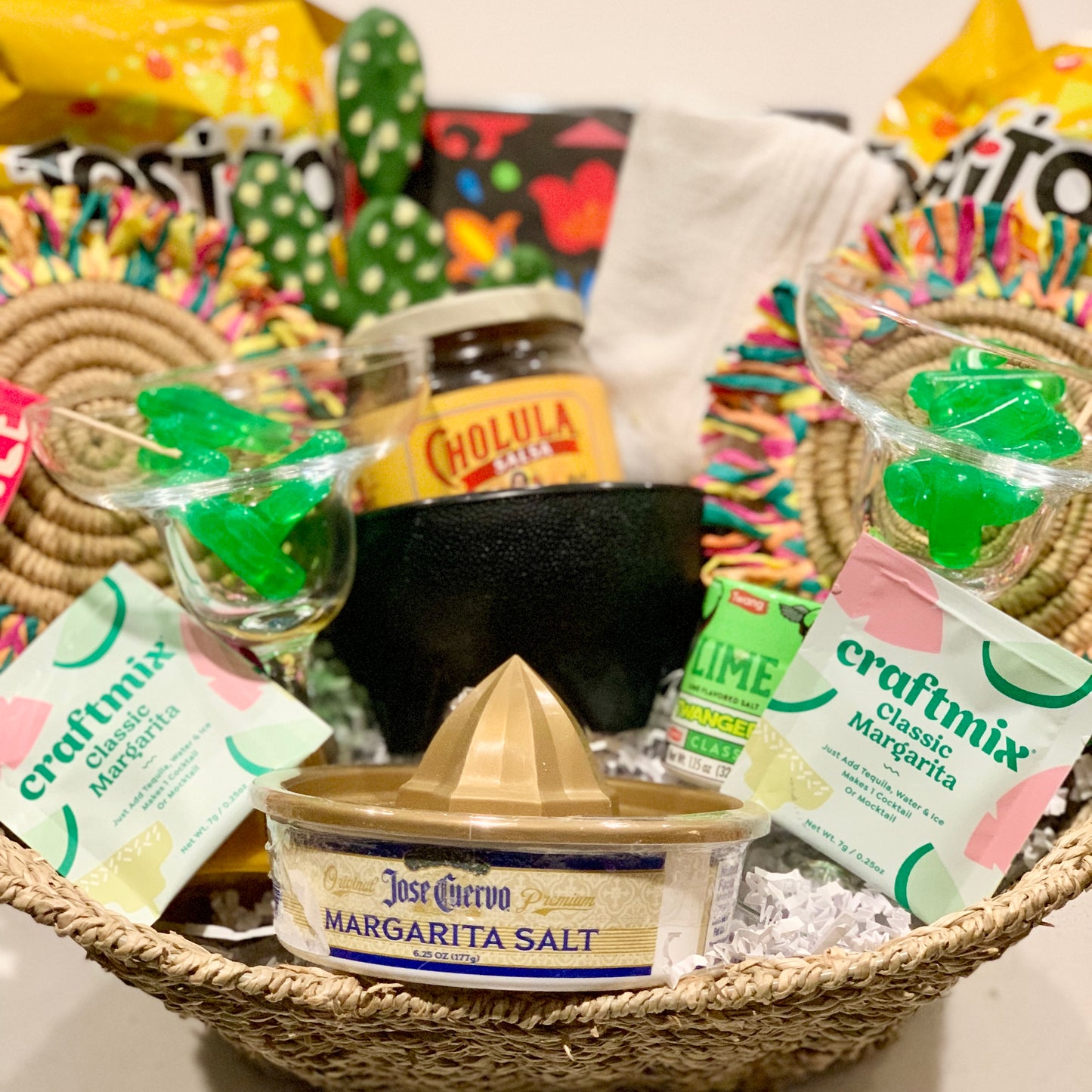 Ultimate Fiesta Margarita Gift Basket | Premium Cocktail Kit with Glasses, Snacks & More | Housewarming, Birthday, or Christmas Gift