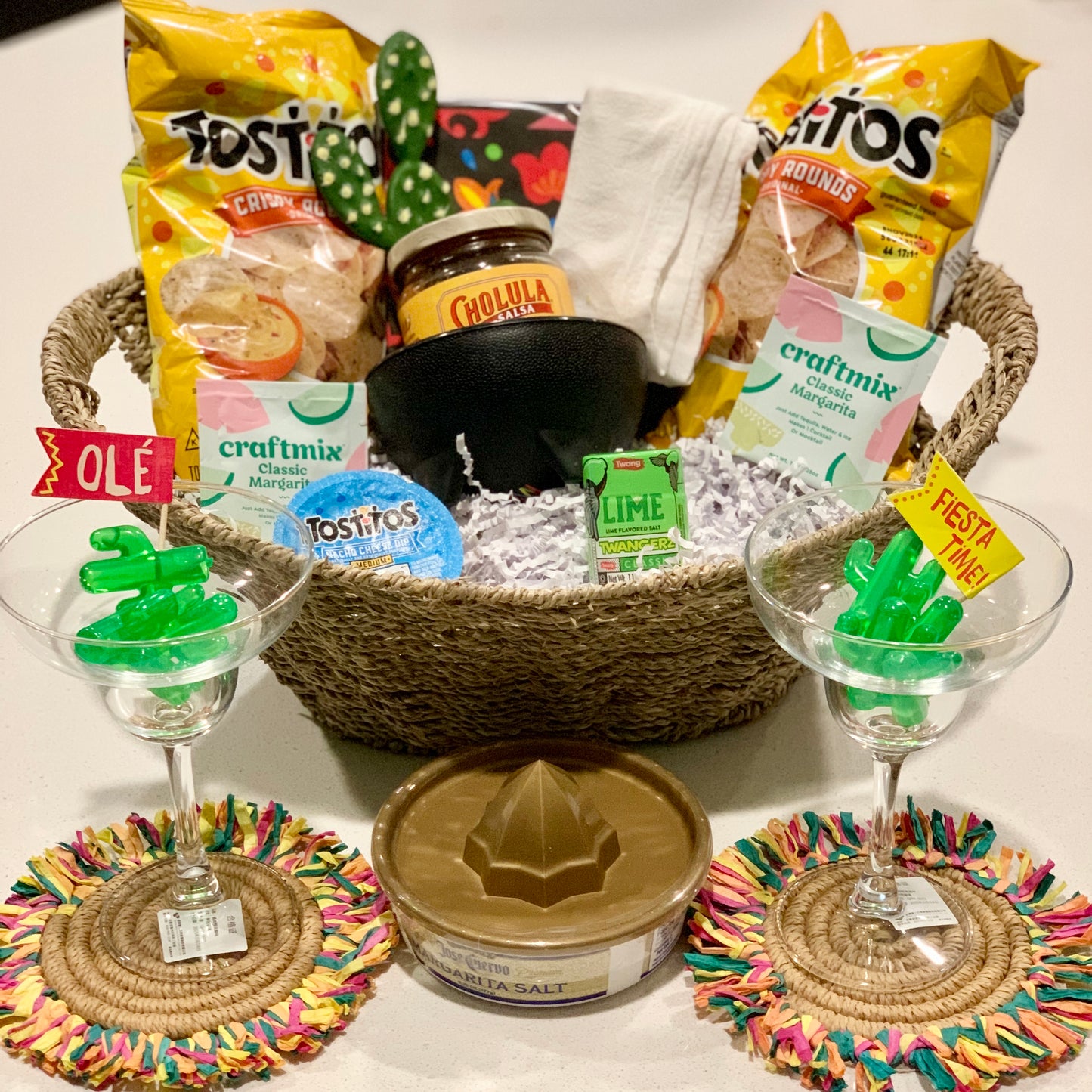 Ultimate Fiesta Margarita Gift Basket | Premium Cocktail Kit with Glasses, Snacks & More | Housewarming, Birthday, or Christmas Gift