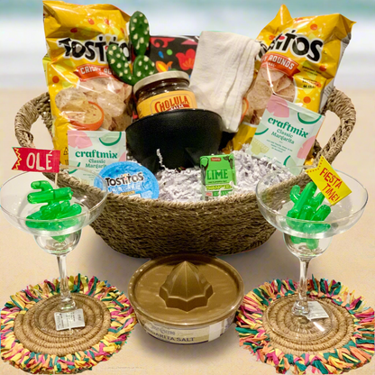 Ultimate Fiesta Margarita Gift Basket | Premium Cocktail Kit with Glasses, Snacks & More | Housewarming, Birthday, or Christmas Gift