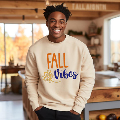 Cozy Fall Vibes Sweatshirt: Perfect Autumn Leaves Crewneck for Seasonal Style – Unisex