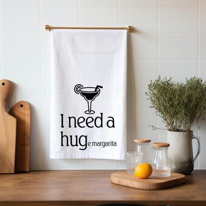 I NEED A HUGe Margarita Flour Sack Tea Towel- Funny, Snarky, Ready To Ship, Flour Sack Dish Towel, Housewarming, Gift, Cotton, Kitchen Towel